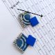 Indigo Print And Silver Ghungroo Fabric Earrings