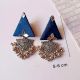 Blue Triangular Jhumka Earrings With Silver Charm
