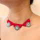 Red And Oxidized Silver Choker For Women