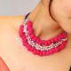 Pink Pom Pom Ghungroo Choker Plus Long Necklace
