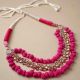 Pink Pom Pom Ghungroo Choker Plus Long Necklace