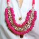 Pink Pom Pom Ghungroo Choker Plus Long Necklace
