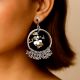 Black Printed Bali Jhumka Earrings With Ghungroo