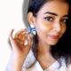 Blue Printed Fabric Lotus Charm Jhumka Earrings
