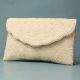 Ivory Scallop Elegance Beaded Clutch with Gold Chain Strap