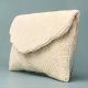 Ivory Scallop Elegance Beaded Clutch with Gold Chain Strap