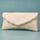 Celeste Wave Ivory Beaded Clutch with Chain Strap