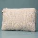 Ivory Cascade Pearl Embellished Clutch with Detachable Chain Strap