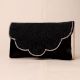 Midnight Allure Beaded Clutch with Rhinestone Trim and Chain Strap