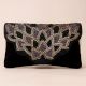 Handcrafted Black Beaded Clutch with Scallop Flap – Lotus-Inspired Party Sling Bag