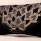 Handcrafted Black Beaded Clutch with Scallop Flap – Lotus-Inspired Party Sling Bag