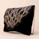 Handcrafted Black Beaded Clutch with Scallop Flap – Lotus-Inspired Party Sling Bag
