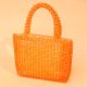 Handmade Orange Beaded Tote Bag – Stylish Transparent Bead Handbag for Women