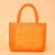 Handmade Orange Beaded Tote Bag – Stylish Transparent Bead Handbag for Women