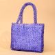 Handmade Blue Beaded Tote Bag – Stylish Transparent Bead Handbag for Women