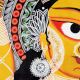 Kalighat Pattachitra Painting Cloth Artwork of Goddess Durga for Wall Decor