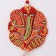 Handmade Wooden Kalash, Swastik, Ganesh Design Wall Hanging - Pink, Red