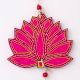 Handmade Wooden Cow and Lotus Wall Hanging for Home Decor - Red, Pink