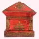 Handmade Red Wooden Box with Buddha & Dragon Motifs | Hand-Painted Storage Chest