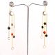 Colorful CZ Stone Chain Dangle Earrings in Brass with 22k Gold Plating