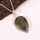 Silver Plated Brass Pear Shaped Labradorite Necklace for Women Gift Jewelry