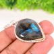 Handmade Silver Plated Brass Pear Shaped Labradorite Necklace for Women