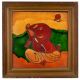 Ceramic Tile Painting of Lord Ganesha in Wooden Frame