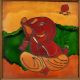 Ceramic Tile Painting of Lord Ganesha in Wooden Frame