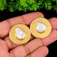 Handmade Brass Round Stud Earrings with Baroque Pearl Stones and 22k Gold Plating