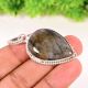 Silver Plated Brass Pear Shaped Labradorite Necklace for Women Gift Jewelry