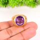 Designer Ring for Women in Solid 925 Sterling Silver with Amethyst Gemstone and 18k Vermeil Gold