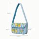 Luxury Handmade Beaded Shoulder Bag Lemon Fruit Pattern on Blue Stripes
