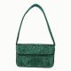 Luxury Handmade Beaded Shoulder Bag – Green Geometric Pattern Purse
