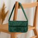 Luxury Handmade Beaded Shoulder Bag – Green Geometric Pattern Purse