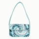 Luxury Handmade Beaded Shoulder Bag Blue Abstract Pattern with Sequins