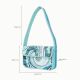 Luxury Handmade Beaded Shoulder Bag Blue Abstract Pattern with Sequins