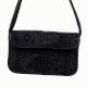 Luxury Handmade Beaded Shoulder Bag Black Geometric Pattern