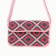 Luxury Handmade Colorful Beaded Shoulder Bag Pink & Green Diamond Geometric Pattern Purse