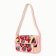 Luxury Colorful Beaded Shoulder Bag Pink Strawberry Design Handcrafted Evening Purse