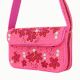 Luxury Handmade Beaded Shoulder Bag Hot Pink with Red Floral Design