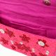 Luxury Handmade Beaded Shoulder Bag Hot Pink with Red Floral Design