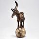 Brass Elephant on Ball Sculpture with Raised Trunk