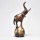 Brass Elephant on Ball Sculpture with Raised Trunk