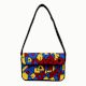 Handmade Beaded Shoulder Bag Multicolor Geometric Pattern Black Strap Women Handbag