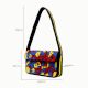 Handmade Beaded Shoulder Bag Multicolor Geometric Pattern Black Strap Women Handbag