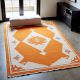 Hand Knotted Orange And Ivory Rug