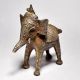Tribal Art Elephant Figurine with Half Trunk Up