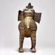 Tribal Art Elephant Figurine with Half Trunk Up