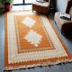 Hand Knotted Orange And Southwestern Rug
