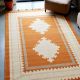 Hand Knotted Orange And Southwestern Rug